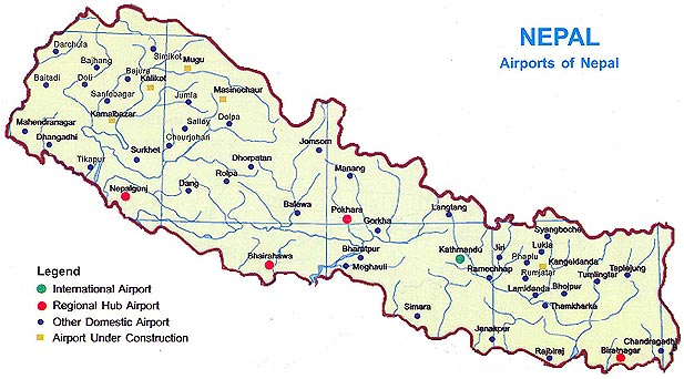 airports in nepal map